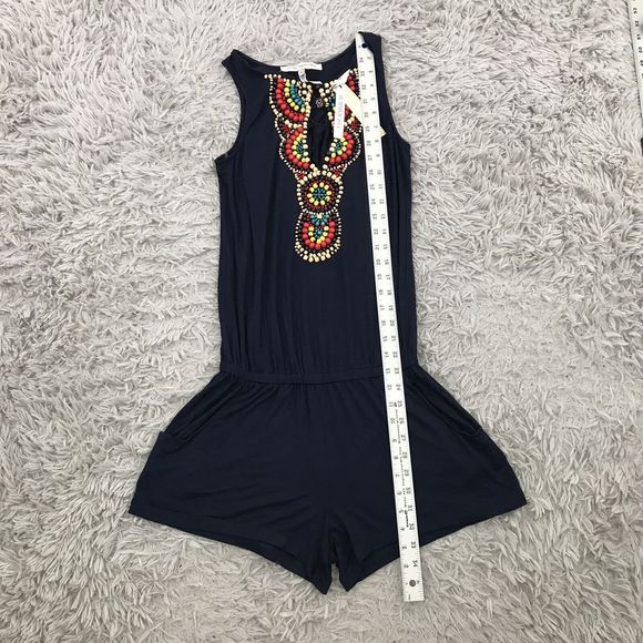 Nanette Lepore Swim Navy Blue Beaded Romper Cover-Up XS - Picture 6 of 6